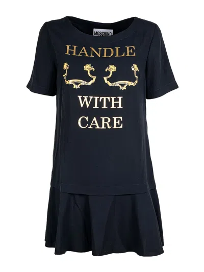 Moschino Tech Fabric Dress In Negro