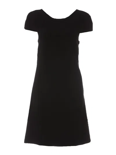 Moschino Smiley Hook Closure Mini Dress In Black