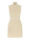 Moschino Structured Sleeveless Dress Belted At Waist In Neutral