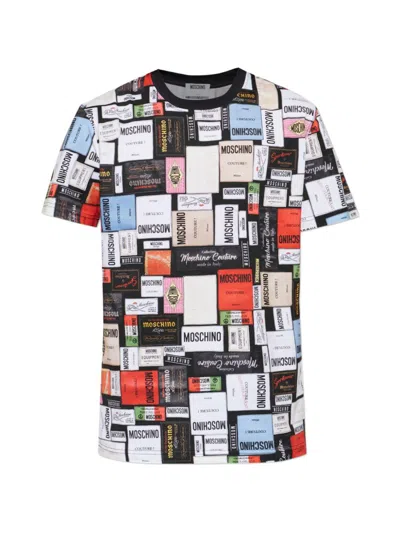 Moschino Vibrant Printed Silk And Nylon T-shirt With Crew Neckline In Multi