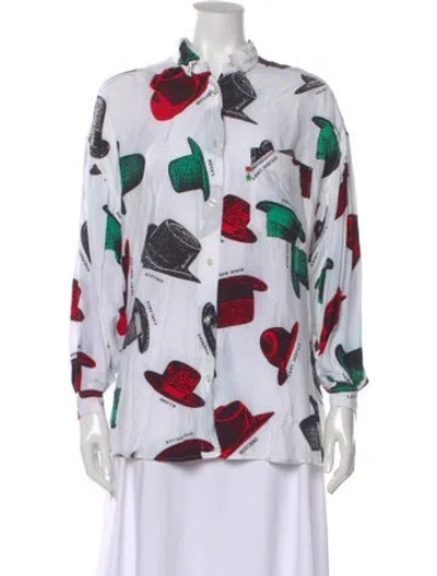 Pre-owned Moschino Vintage 1980's Button-up Top In White