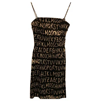 Pre-owned Moschino Vintage 1990s Black White Printed Mini Dress Size 42 Women's