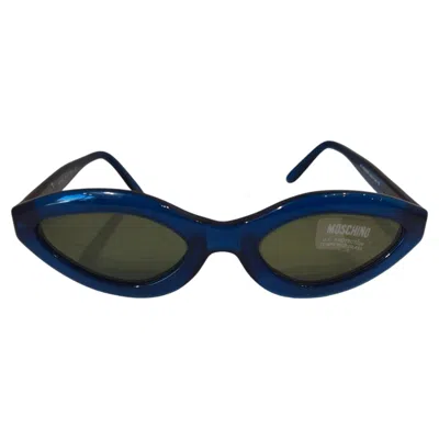 Pre-owned Moschino Vintage 1990s Blue Unisex Sunglasses Nwot With Dust Cover