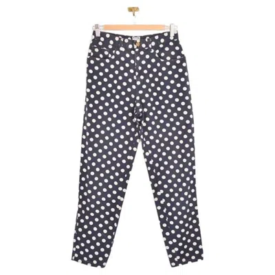Pre-owned Moschino Vintage 1990s  Navy Blue Polka Dot High-waisted Jeans - Pants Size 27"