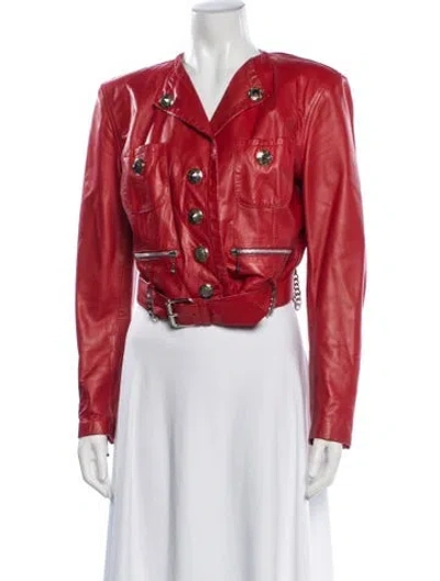Pre-owned Moschino Vintage 1994 Biker Jacket In Red