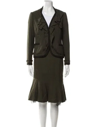 Pre-owned Moschino Vintage 2000's Skirt Suit In Green