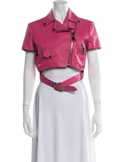 Pre-owned Moschino Vintage 2015 Biker Jacket In Pink