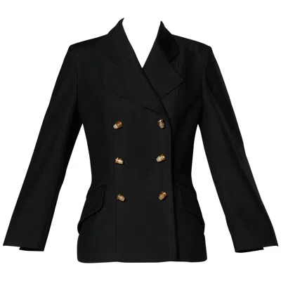 Pre-owned Moschino Vintage 90s Black Blazer Jacket With Novelty "thimble" Buttons