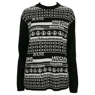 Pre-owned Moschino Vintage Black And White Computer Screen Wool Light Sweater Size L