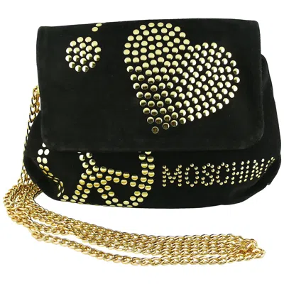 Pre-owned Moschino Vintage Black Suede Studded Clutch