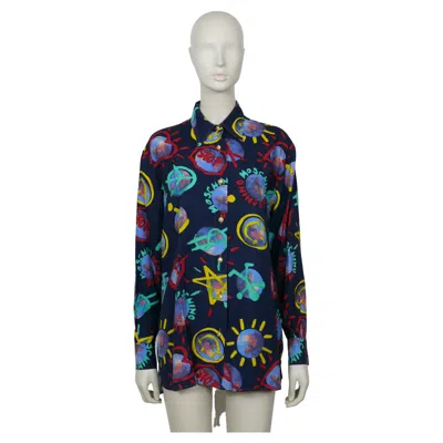 Pre-owned Moschino Vintage Earth Peace Smiley Anarchy... Print Shirt In Black