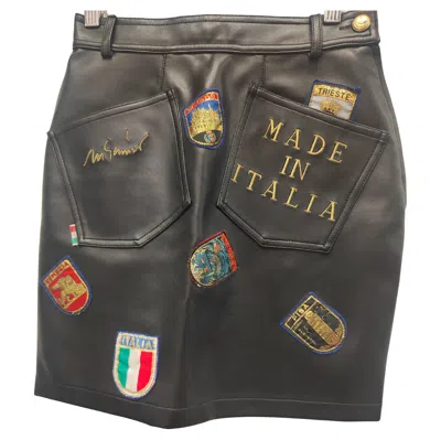 Pre-owned Moschino Vintage Eco Leather Skirt Made In Italia Unisex Size 40 It In Black