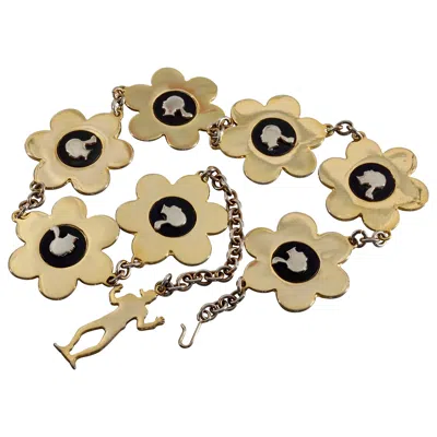 Pre-owned Moschino Vintage Franco  Profile Flower Novelty Belt In Sand