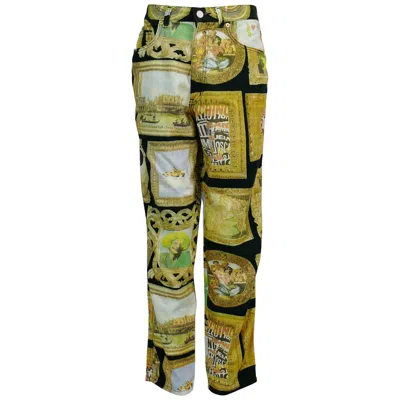 Pre-owned Moschino Vintage Iconic 90s Frame Art Gallery Trousers In Brown