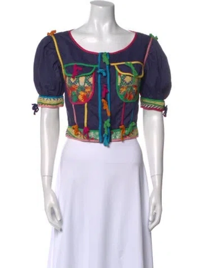 Pre-owned Moschino Vintage Late 1980's - Early 1990's Crop Top In Blue