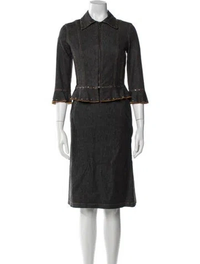 Pre-owned Moschino Vintage Late 1990's - Early 2000's Skirt Set In Gray