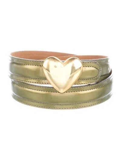 Pre-owned Moschino Vintage Leather Waist Belt In Green
