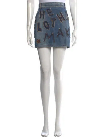 Pre-owned Moschino Vintage Mini Skirt In Blue