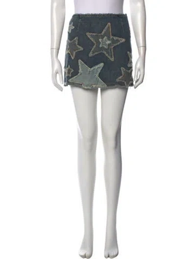 Pre-owned Moschino Vintage Mini Skirt In Blue