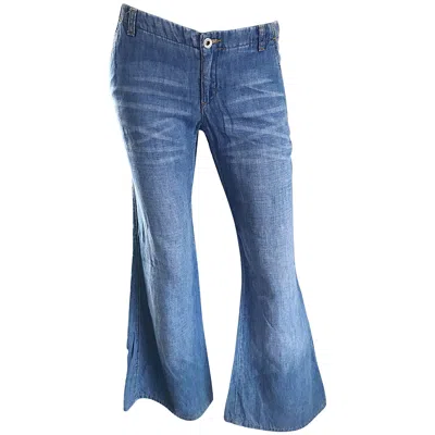 Pre-owned Moschino Vintage  1990s Does 1970s Size 10 Low Rise Bell Bottom Flared Blue Jeans