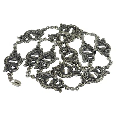 Pre-owned Moschino Vintage  Baroque Keyhole Link Novelty Belt In Gray