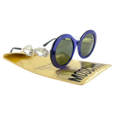 Pre-owned Moschino Vintage  By Persol M253 Vintage Blue Jewelled Lady Gaga Sunglasses 1990