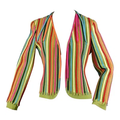 Pre-owned Moschino Vintage  Cheap And Chic Rainbow Shoe Laces Novelty Blazer Jacket In Brown