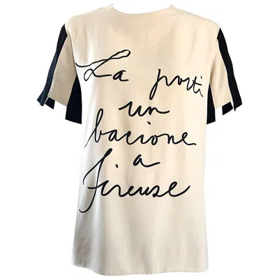 Pre-owned Moschino Vintage  Couture Size 10 La Porti Un Bacione A Firenze Tunic Top Blouse In Sand