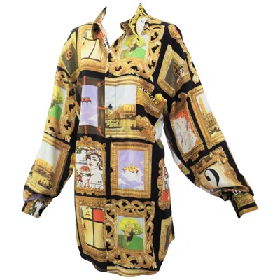 Pre-owned Moschino Vintage  Iconic Frame Shirt 1990s Unisex Xl Made In Italy In Brown