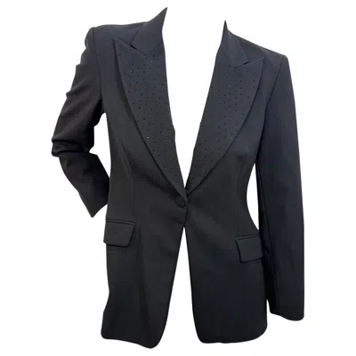 Pre-owned Moschino Vintage  Jeans Studded Lapel Black Blazer, Italy, Circa 1990s It 42