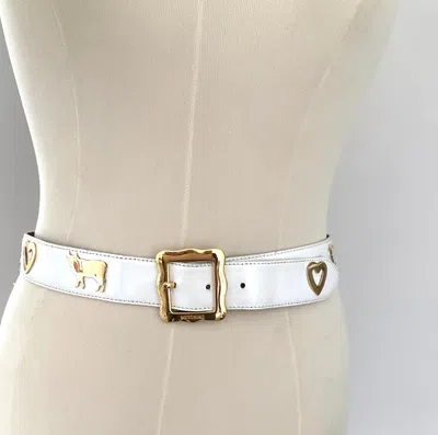 Pre-owned Moschino Vintage  Leather Belt Circa 1987 Women's Accessory In Gray