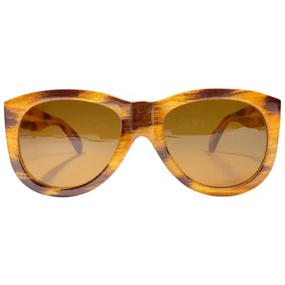 Pre-owned Moschino Vintage  M252 By Persol Blond Oversized Sunglasses, 1990 In Brown