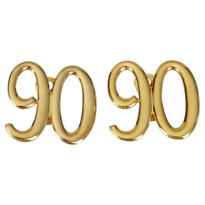 Pre-owned Moschino Vintage  Numeral 90 Gold Tone Novelty Earrings In Multi