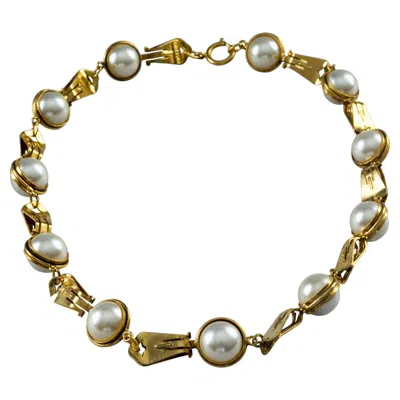 Pre-owned Moschino Vintage  Pearl Clip Back Earrings Link Novelty Necklace In Multi