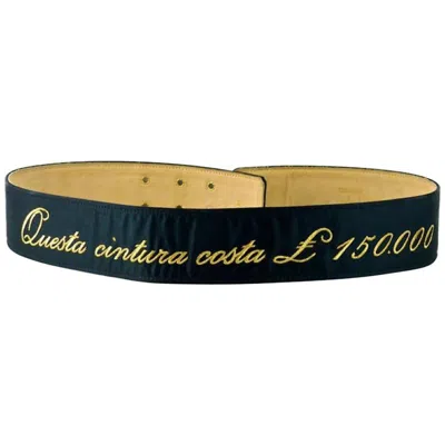Pre-owned Moschino Vintage  "questa Cintura Costa 150000 Pounds" Fun Novelty Belt In Black