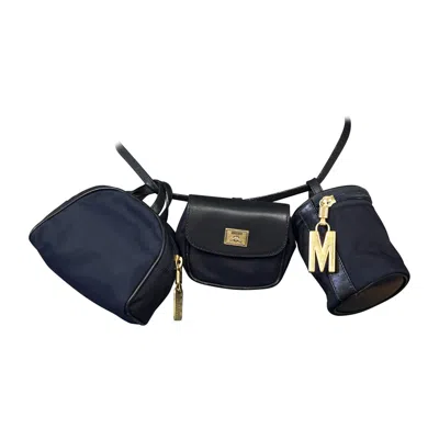 Pre-owned Moschino Vintage  Redwall 3 Purses Navy Blue Belt Bag