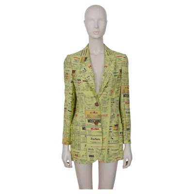 Pre-owned Moschino Vintage Printed Yellow Pages Jacket Museum Piece Us Size 6