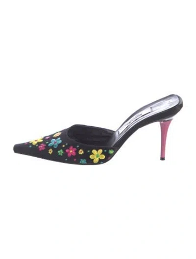 Pre-owned Moschino Vintage Satin Mules In Blue