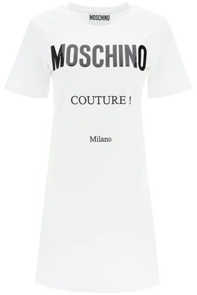 Moschino Vinyl Logo Mini T-shirt Dress In White