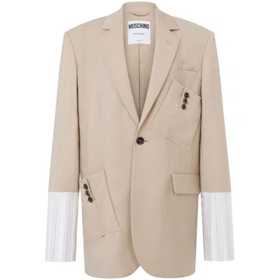 Moschino Virgin Wool Blazer In Neutral