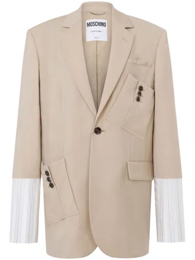 Moschino Virgin Wool Blazer In Beige