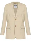 Moschino Check Pattern Wool Blazer In Nude