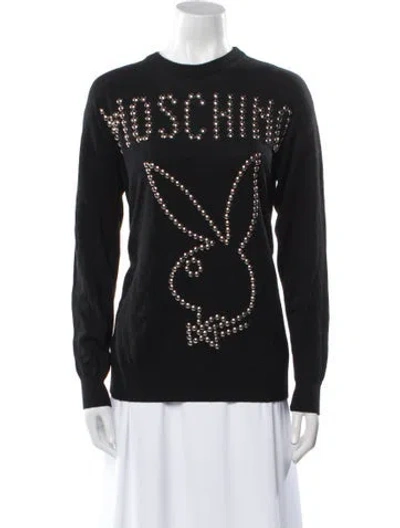 Pre-owned Moschino Virgin Wool Crew Neck Sweater In Black