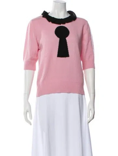 Pre-owned Moschino Virgin Wool Crew Neck Sweater In Pink