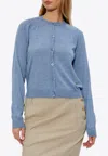 Moschino Virgin Wool Cut-out Cardigan In Blue
