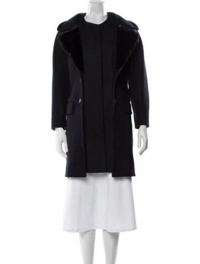 Pre-owned Moschino Virgin Wool Faux Fur Coat In Black