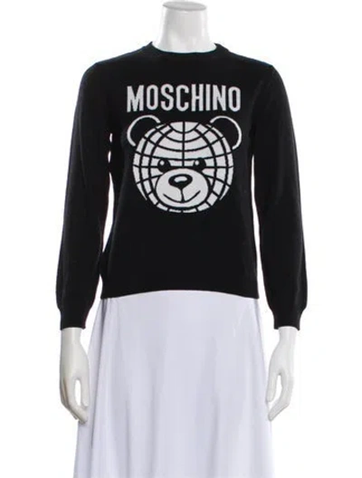 Pre-owned Moschino Virgin Wool Graphic Print Sweater In Black