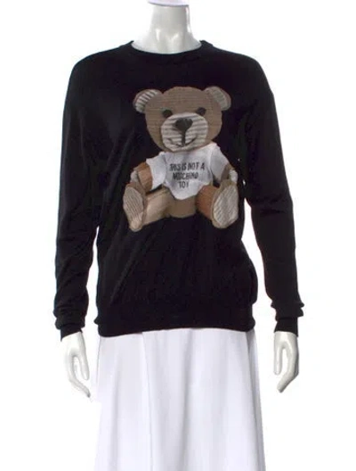 Pre-owned Moschino Virgin Wool Graphic Print Sweater In Black