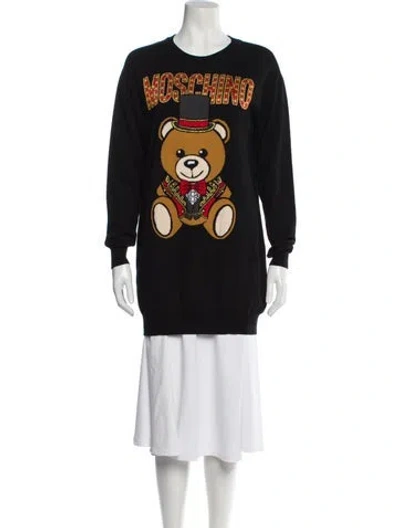 Pre-owned Moschino Virgin Wool Graphic Print Sweater In Black