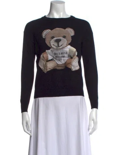 Pre-owned Moschino Virgin Wool Graphic Print Sweater In Black